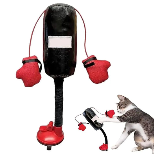 Cat Punching Bag Toy - Fun Indoor Boxing Set for Bored Cats with Boxing Gloves!
