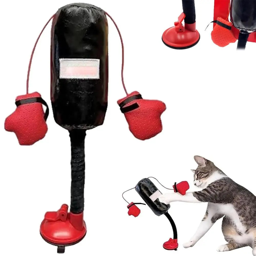 Cat Punching Bag Toy - Fun Indoor Boxing Set for Bored Cats with Boxing Gloves!